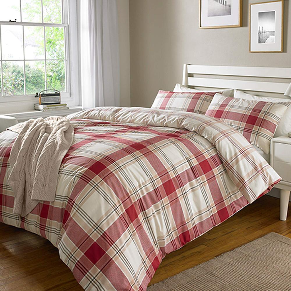 Sleepdown Country Check - Reversible Duvet Cover & Pillowcase Set