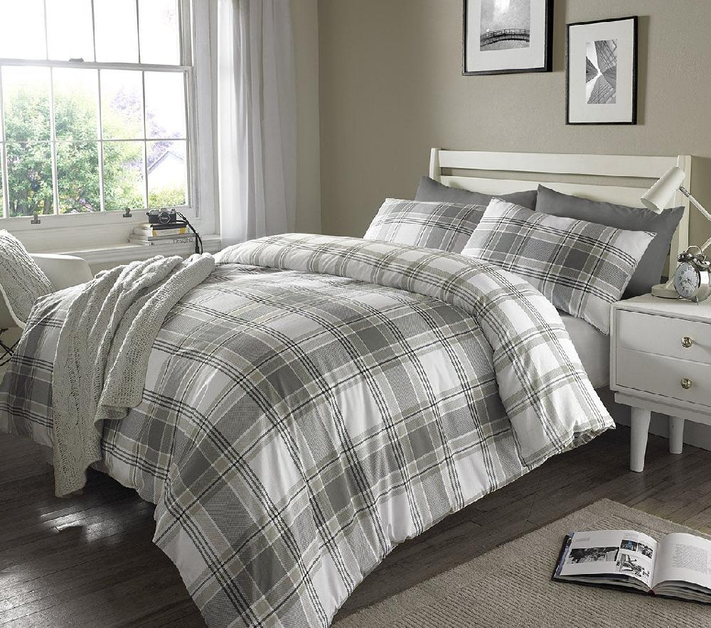 sleepdown Country Check - Reversible Duvet Cover & Pillowcase Set