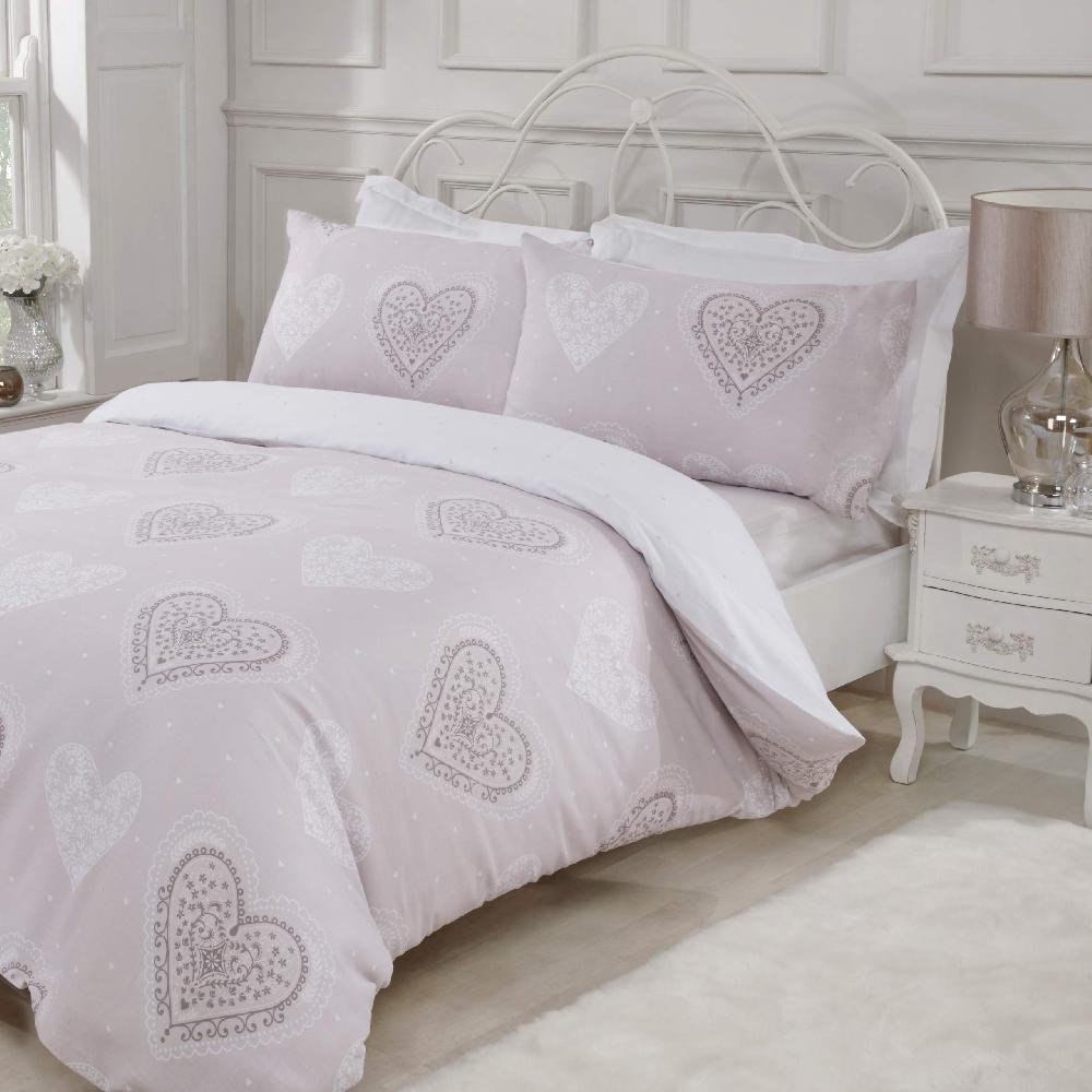 Sleepdown Decorative Hearts - Reversible Duvet Cover & Pillowcase Set