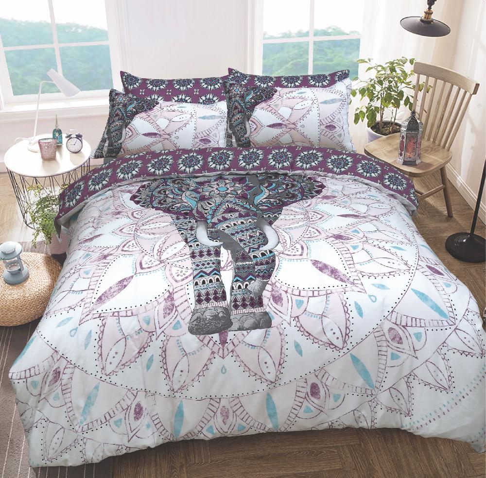 Sleepdown Elephant Mandala - Reversible Duvet Cover & Pillowcase Set