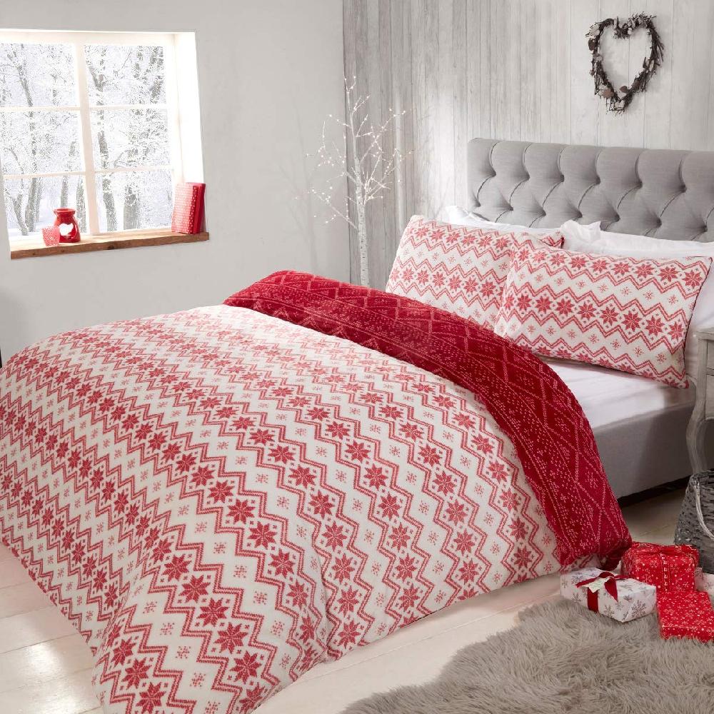 sleepdown Fairisle Flannel Fleece - Reversible Duvet Cover & Pillowcase Set