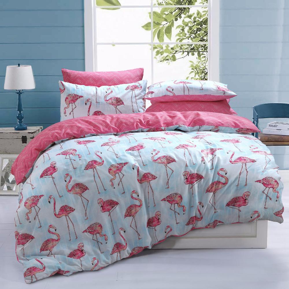 sleepdown Flamingo Stripe - Duvet Cover & Pillowcase Set