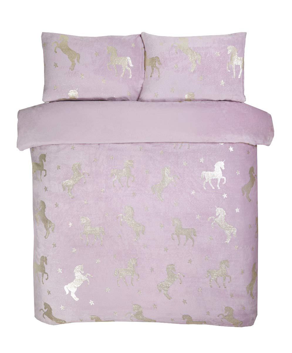 Sleepdown Foil Unicorn Fleece - Duvet Cover & Pillowcase Set