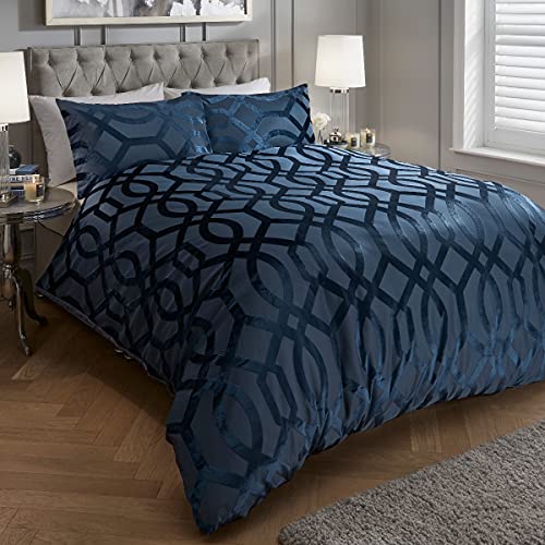 Sleepdown Geo Velvet Jacquard - Duvet Cover & Pillowcase Set