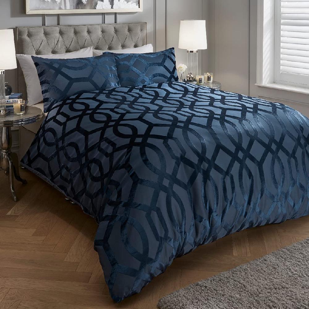 Sleepdown Geo Velvet Jacquard - Duvet Cover & Pillowcase Set