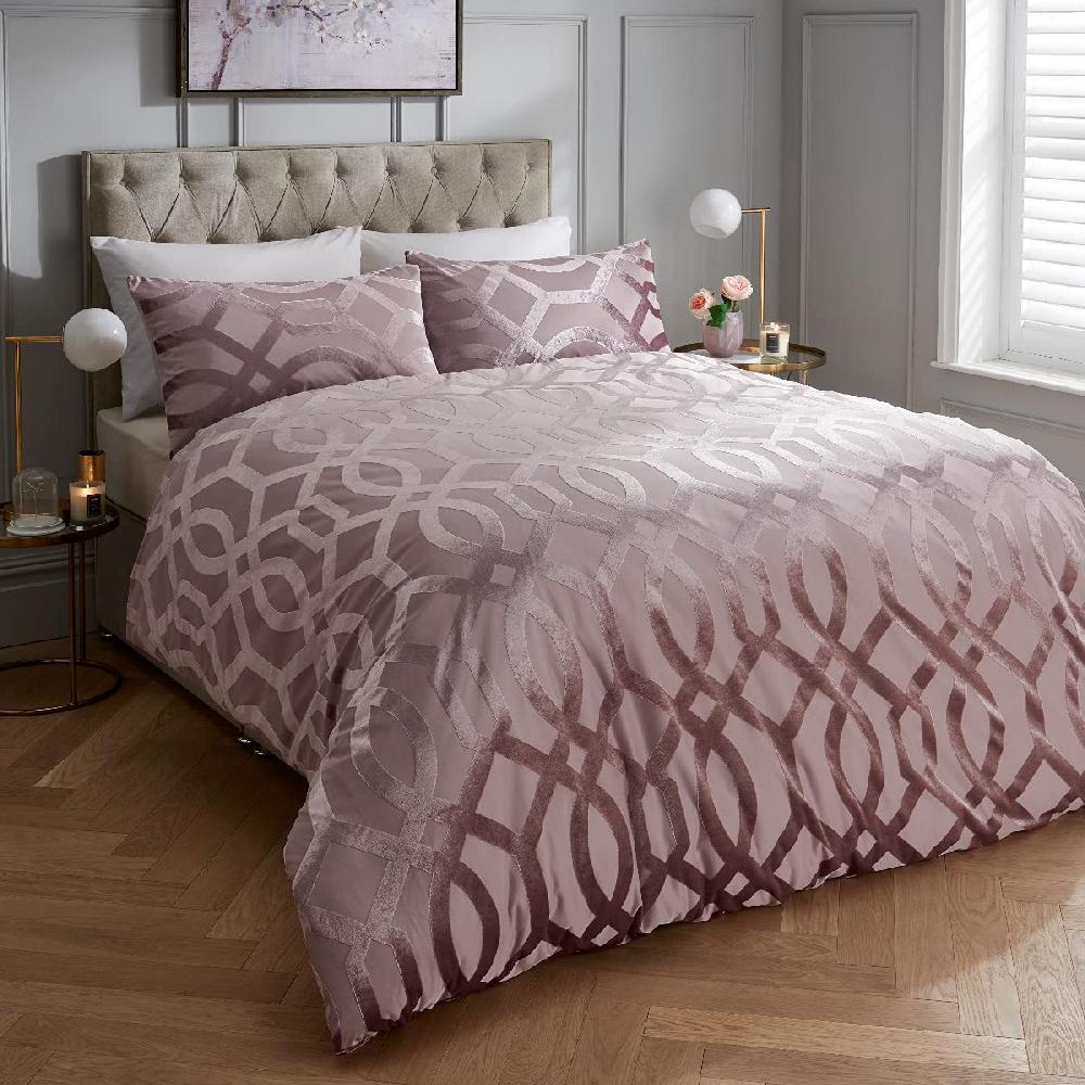 sleepdown Geo Velvet Jacquard - Duvet Cover & Pillowcase Set