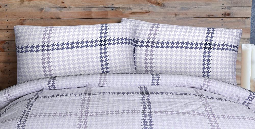 Sleepdown Houndstooth Check - Brushed Cotton Duvet Cover & Pillowcase Set
