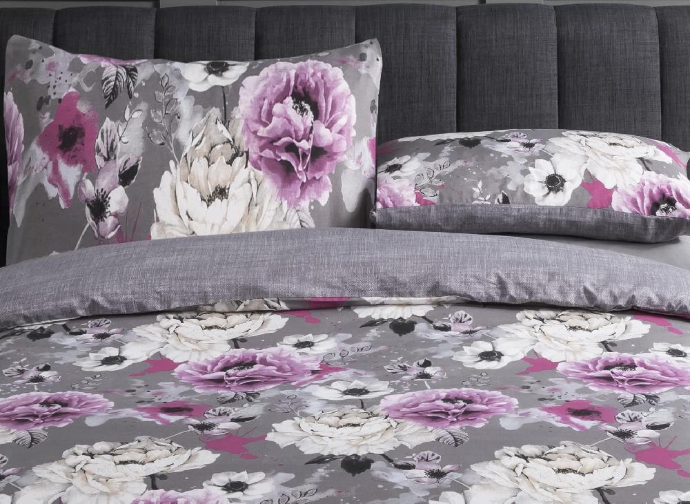 Sleepdown Inky Floral - Reversible Duvet Cover & Pillowcase Set