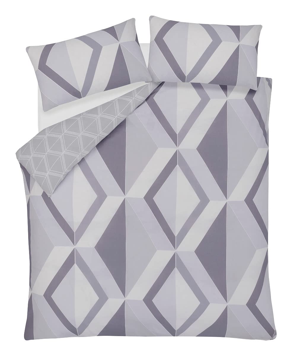 Sleepdown Large Diamond Geo - Reversible Duvet Cover & Pillowcase Set