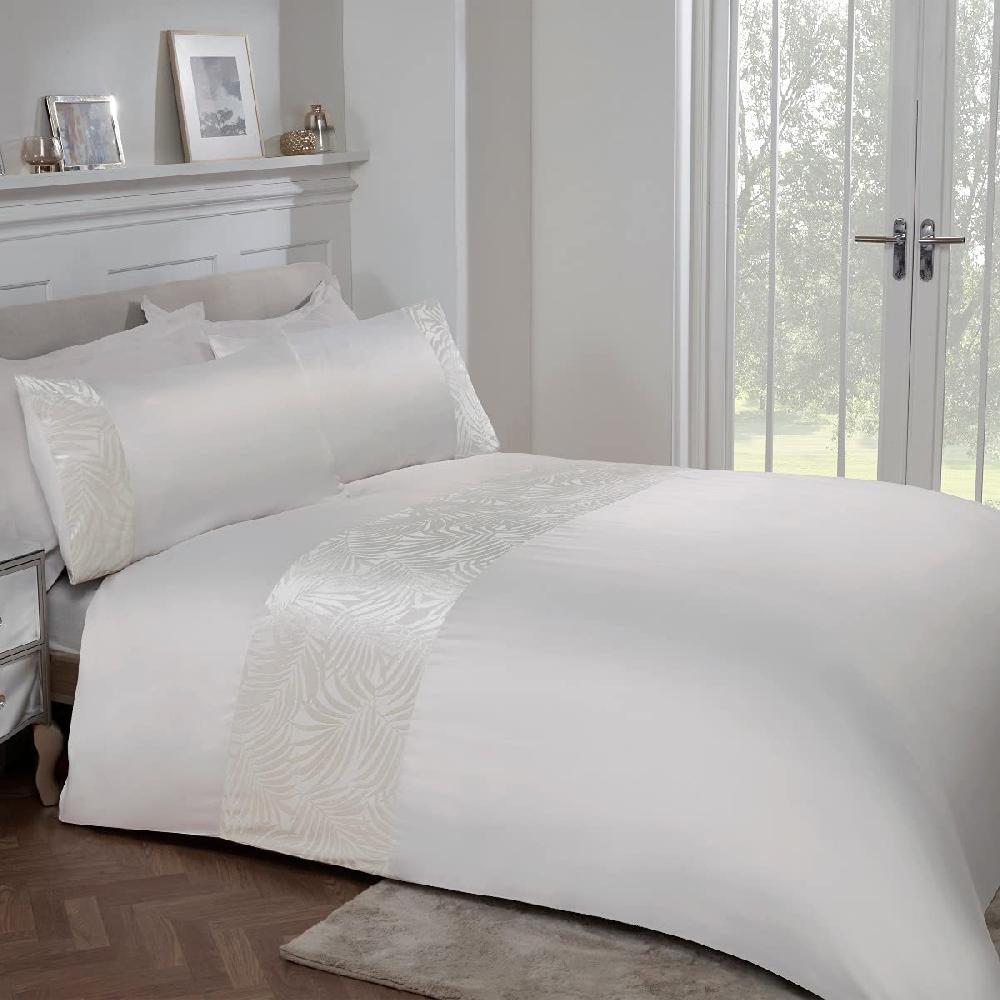 Sleepdown Leaf Velvet Cuff Panel - Duvet Cover & Pillowcase Set