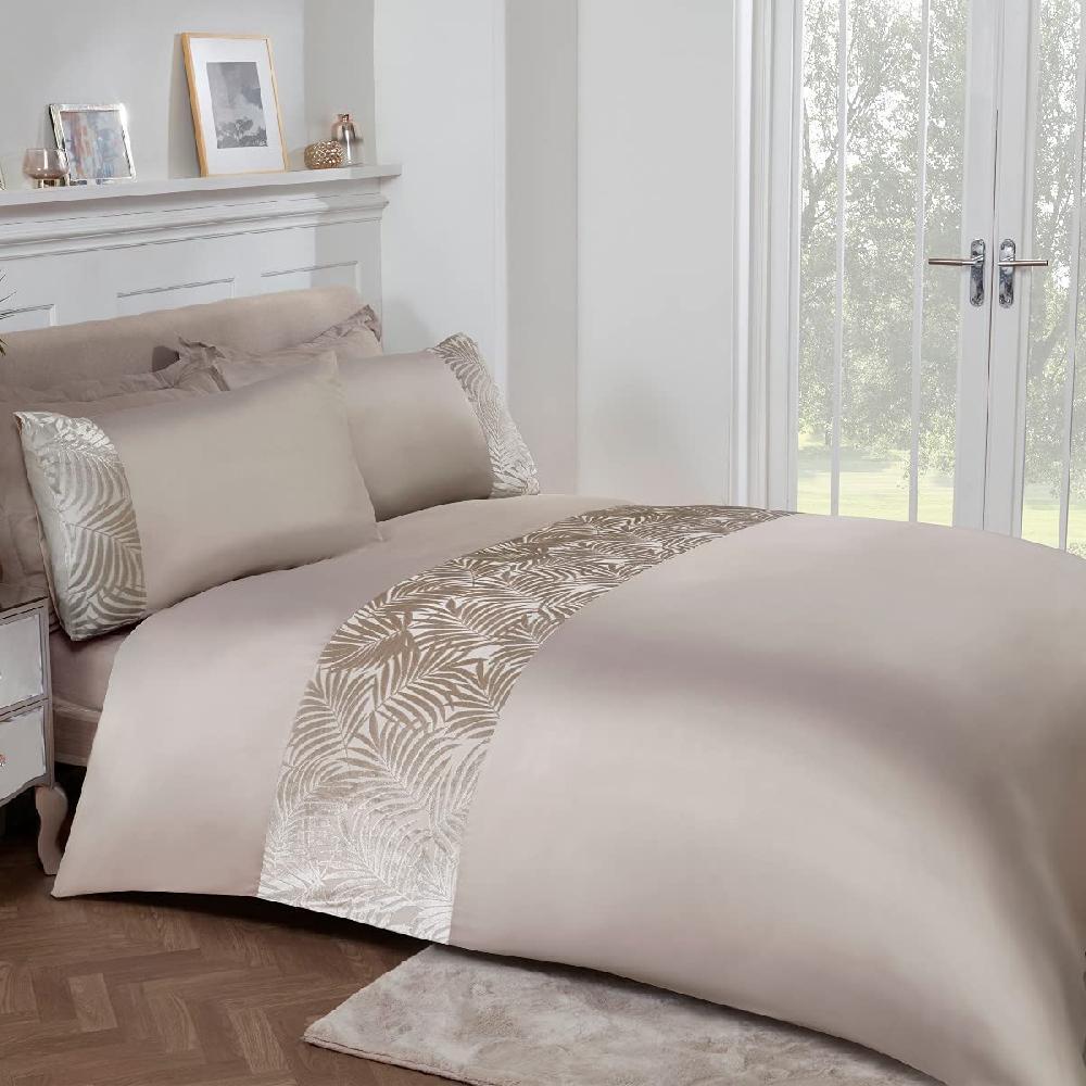 Sleepdown Leaf Velvet Cuff Panel - Duvet Cover & Pillowcase Set