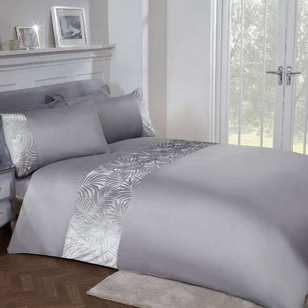 sleepdown Leaf Velvet Cuff Panel - Duvet Cover & Pillowcase Set