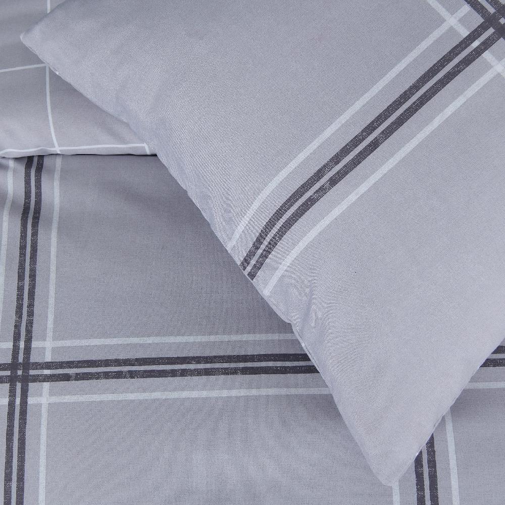 Sleepdown Linear Check - Reversible Duvet Cover & Pillowcase Set