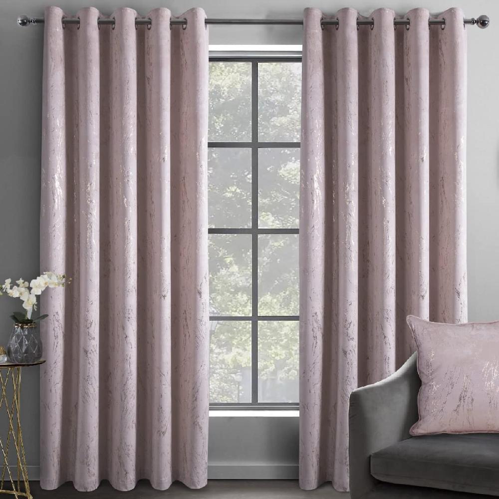 sleepdown Marble Effect Velvet - Blackout Eyelet Curtains