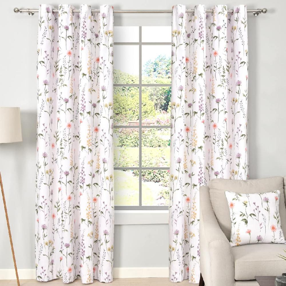 sleepdown Meadow Floral Stem - Printed Eyelet Curtains