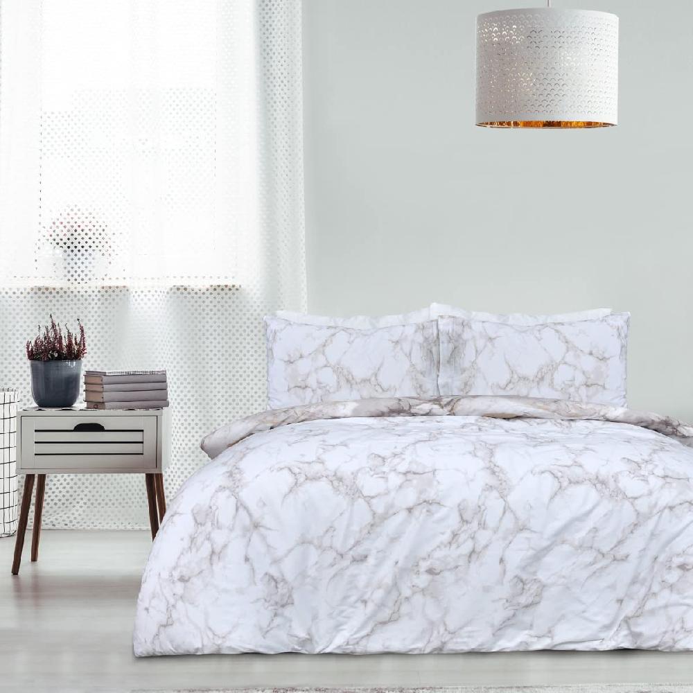 Sleepdown Metallic Marble - Reversible Duvet Cover & Pillowcase Set
