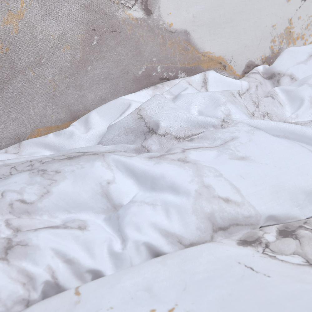 Sleepdown Metallic Marble - Reversible Duvet Cover & Pillowcase Set