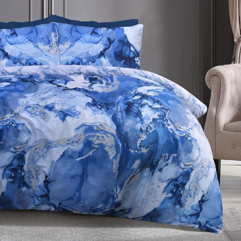 sleepdown Metallic Marble - Reversible Duvet Cover & Pillowcase Set
