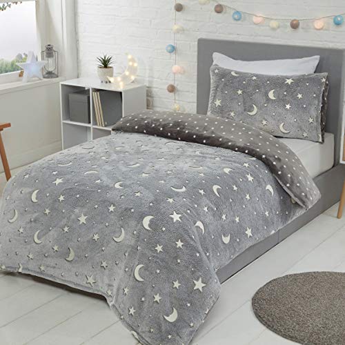 Sleepdown Moons & Stars Glow In The Dark - Fleece Duvet Cover & Pillowcase Set