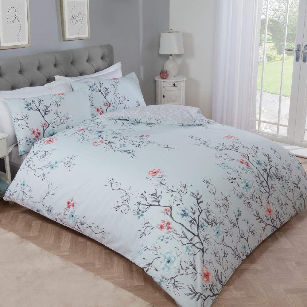 Sleepdown Oriental Blossom - Reversible Duvet Cover & Pillowcase Set