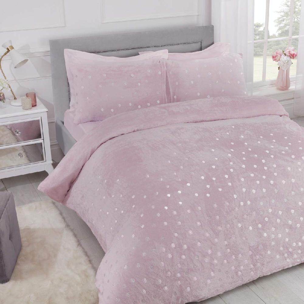 sleepdown Polka Dot Foil Fleece - Duvet Cover & Pillowcase Set
