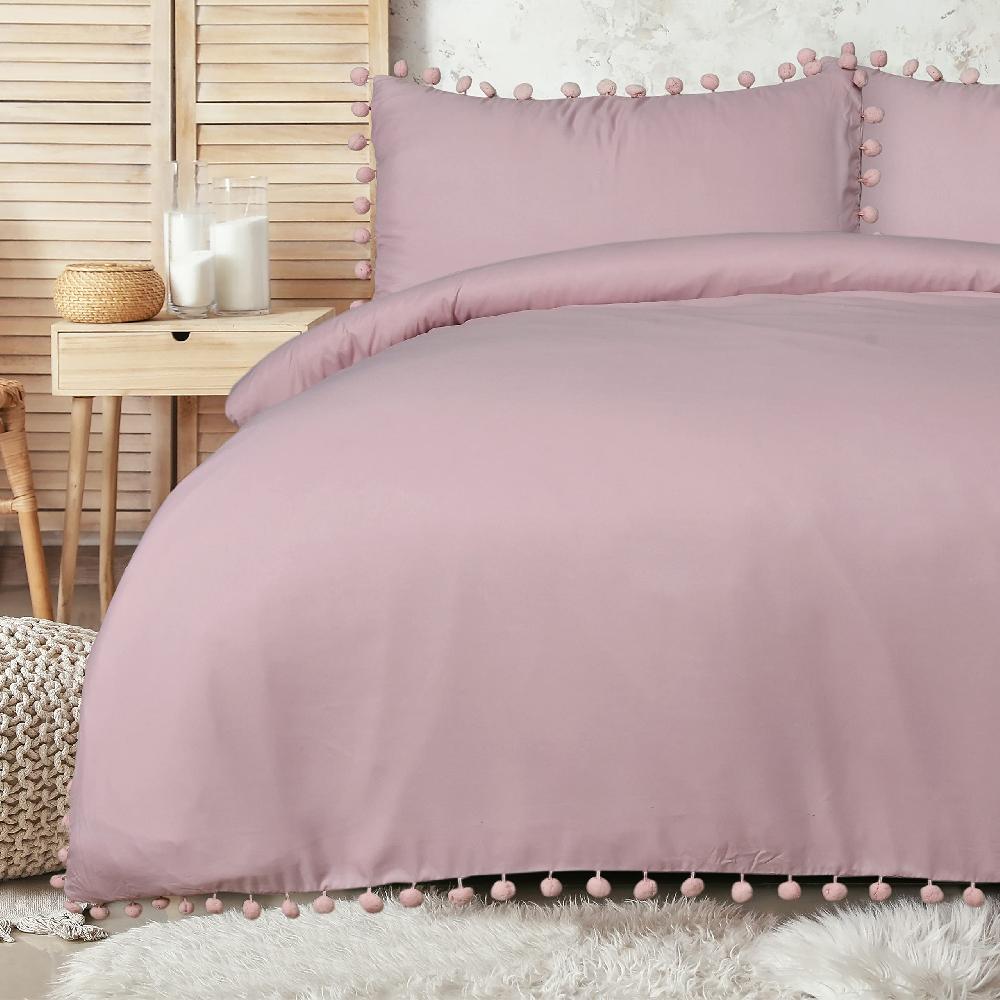 Sleepdown Pom Pom Border - Duvet Cover And Pillowcase Set