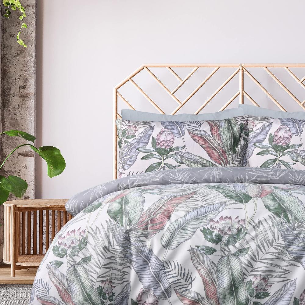 Sleepdown Pure Cotton Tropics - Reversible Duvet Cover & Pillowcase Set