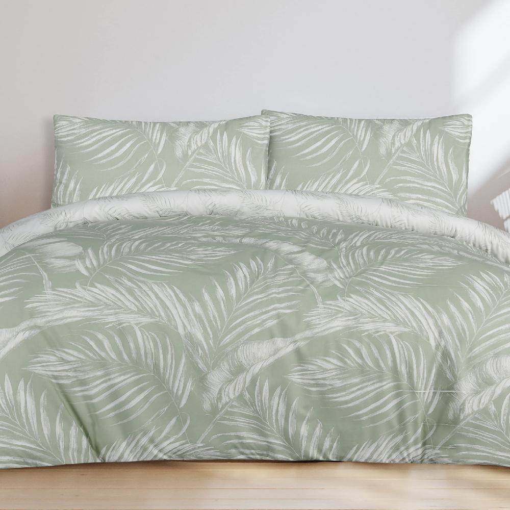 sleepdown Sketched Palm Leaves - Reversible Duvet Cover & Pillowcase Set