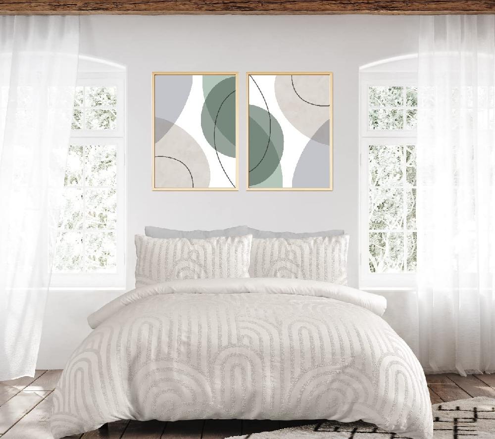 sleepdown Sleepdown Geometric Textured Tufted Arch Duvet Cover Quilt Pillow Case Bedding Set Soft Easy Care