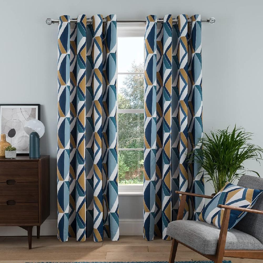 Sleepdown Large Diamond Geo - Eyelet Curtains