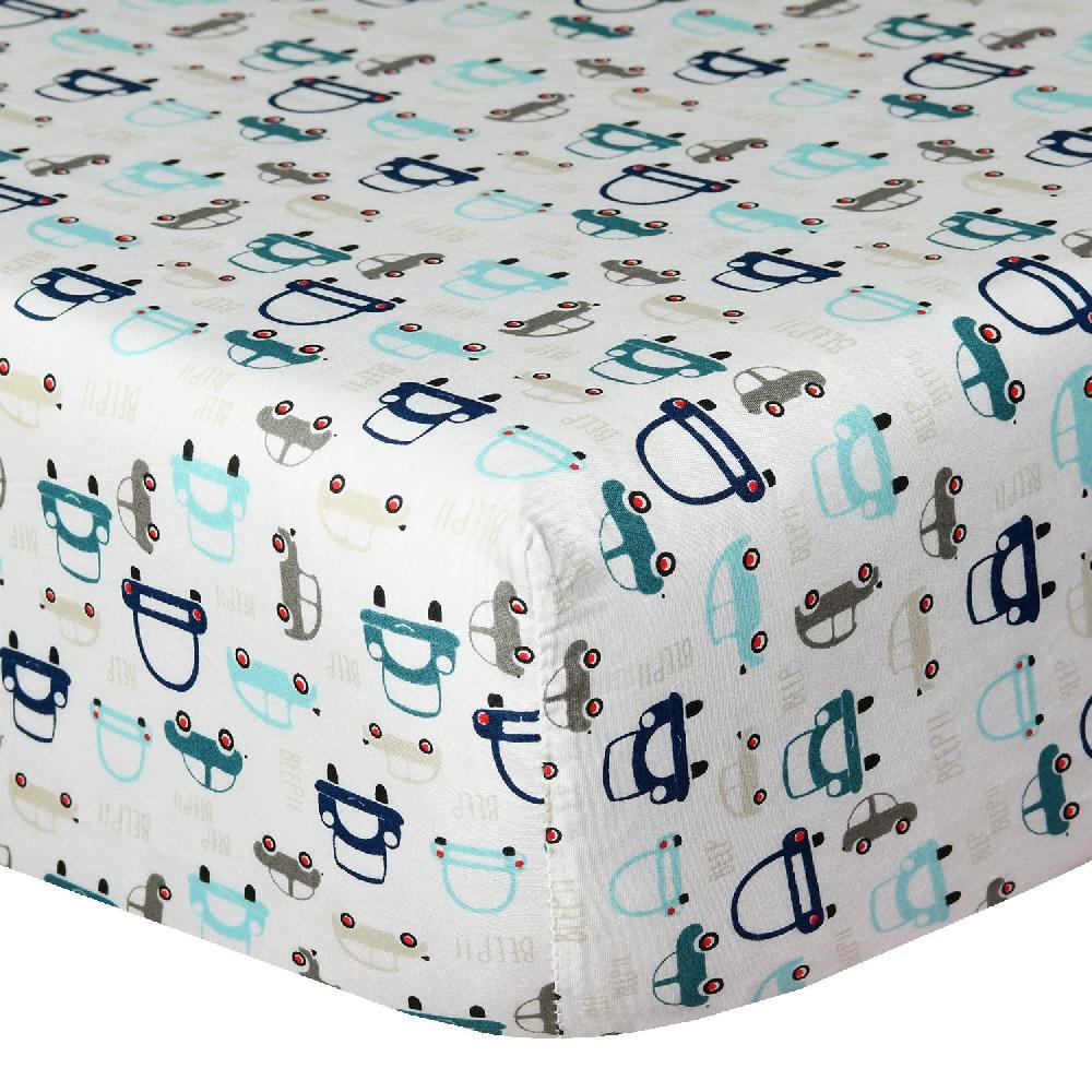 sleepdown Organic Cotton Fitted Crib Sheet - Cars