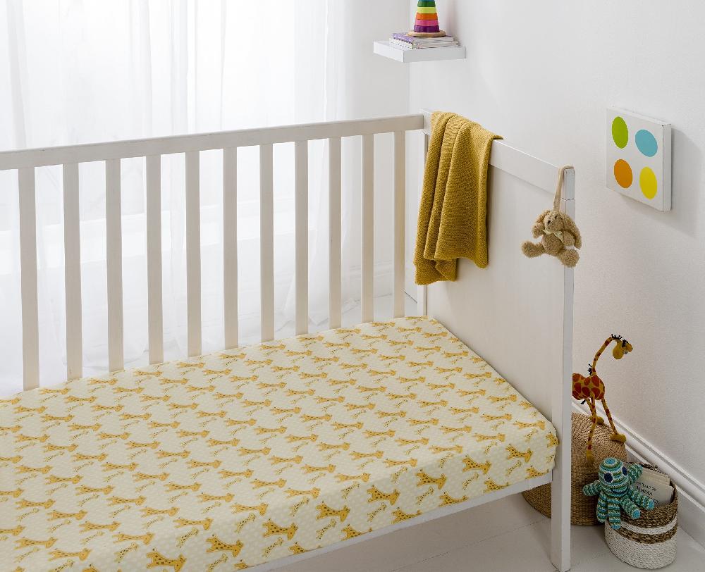 sleepdown Organic Cotton Fitted Crib Sheet - Giraffe