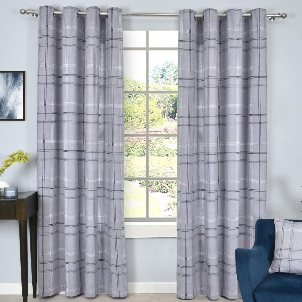 sleepdown Printed Check - Eyelet Curtains