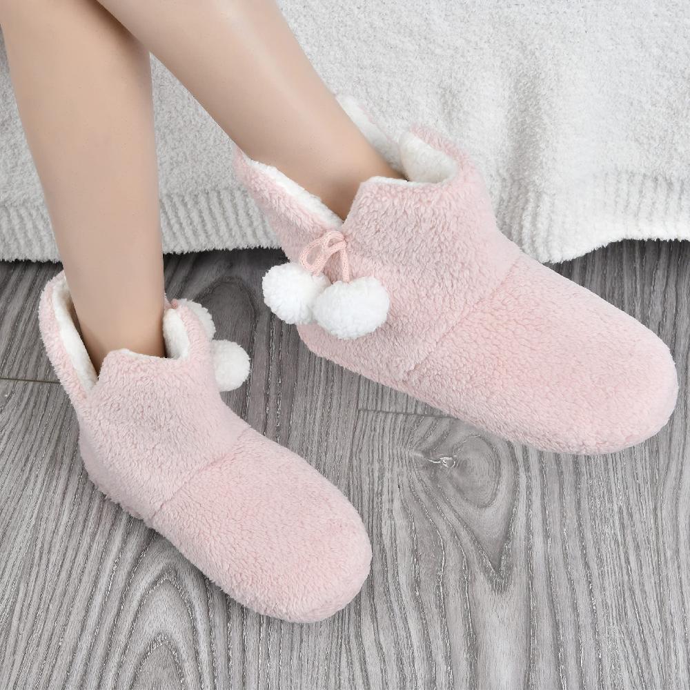 Sleepdown Teddy Fleece With Pom Poms - Slippers