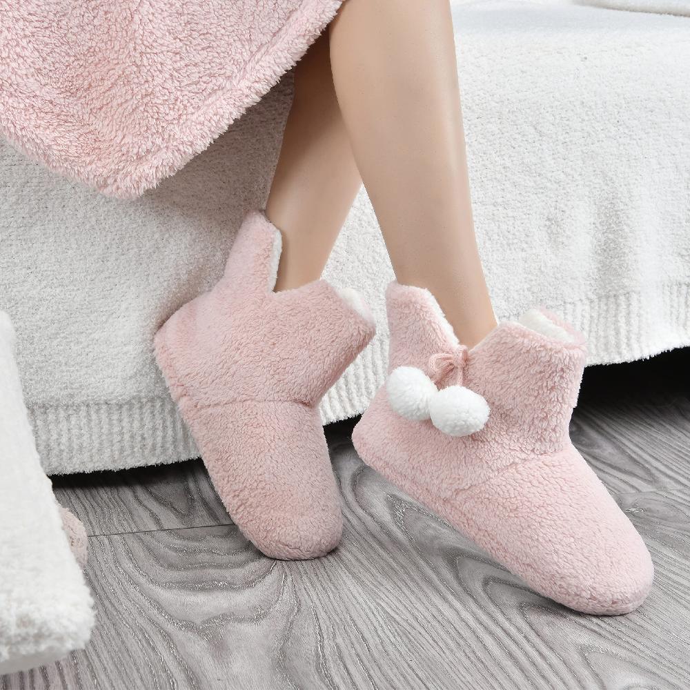 Sleepdown Teddy Fleece With Pom Poms - Slippers