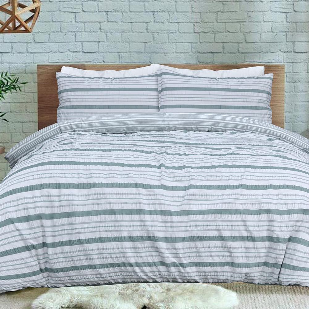 sleepdown Stripe Seersucker - Reversible Duvet Cover & Pillowcase Set