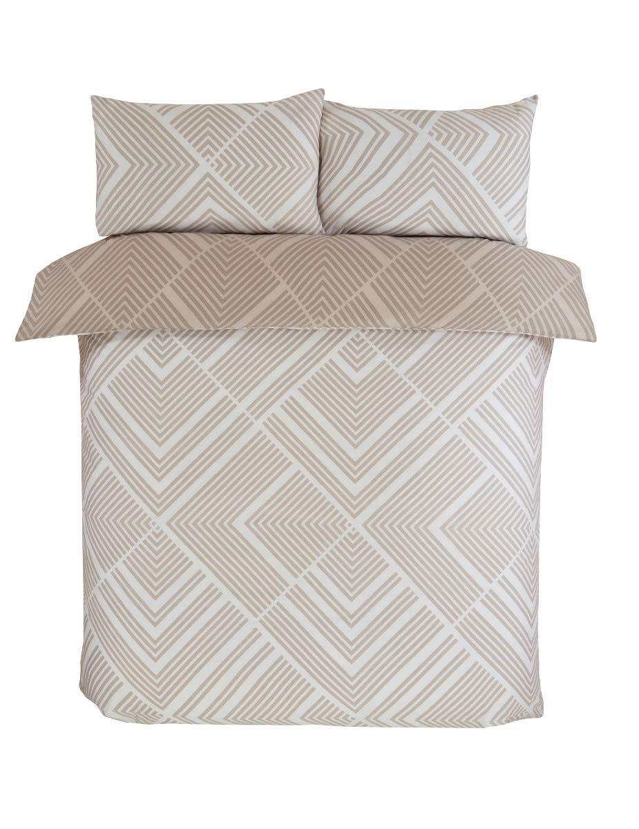 Sleepdown Striped Geo - Reversible Duvet Cover And Pillowcase Set
