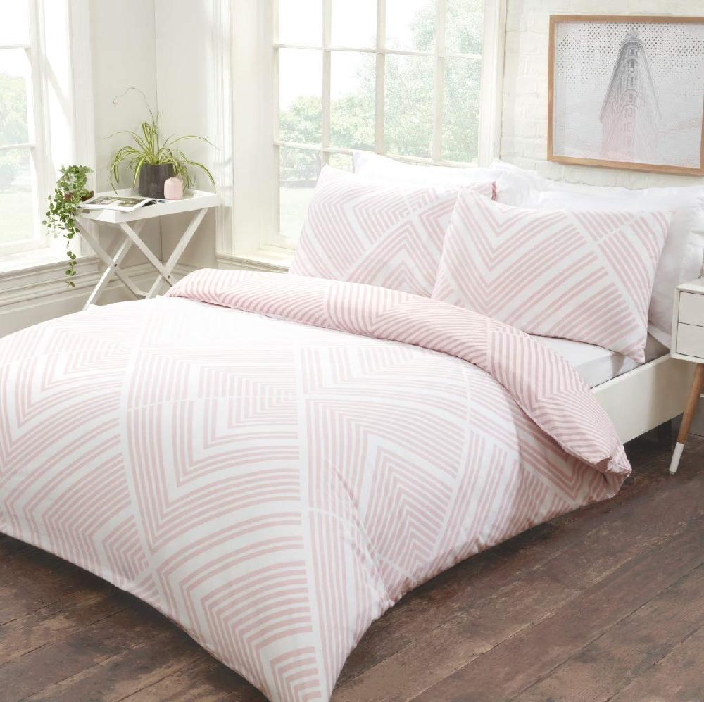 sleepdown Striped Geo - Reversible Duvet Cover and Pillowcase Set