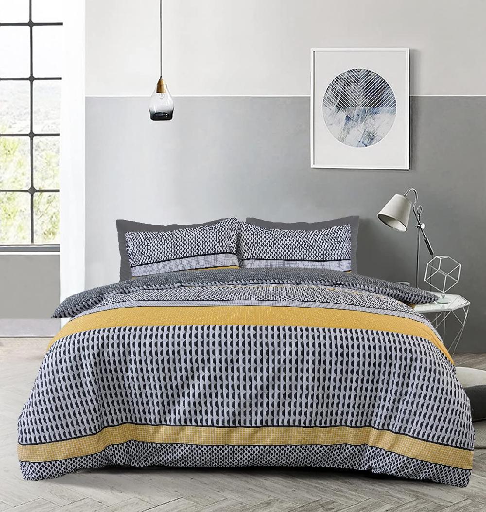 Sleepdown Striped Geo - Reversible Duvet Cover & Pillowcase Set