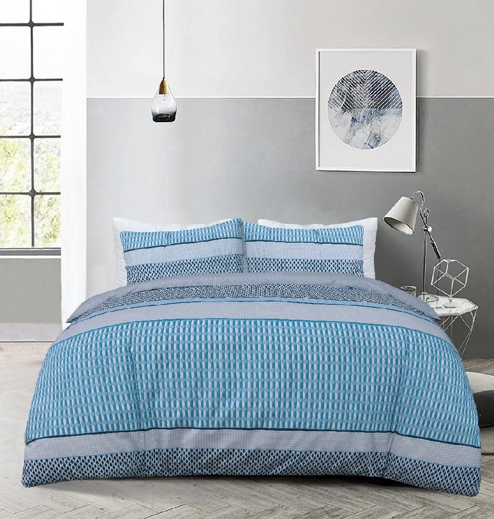 sleepdown Striped Geo - Reversible Duvet Cover & Pillowcase Set