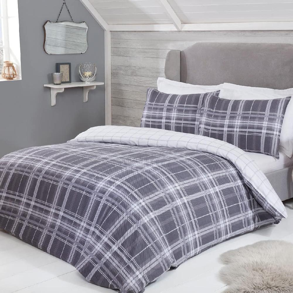 sleepdown Tartan Check - Brushed Cotton Duvet Cover & Pillowcase Set