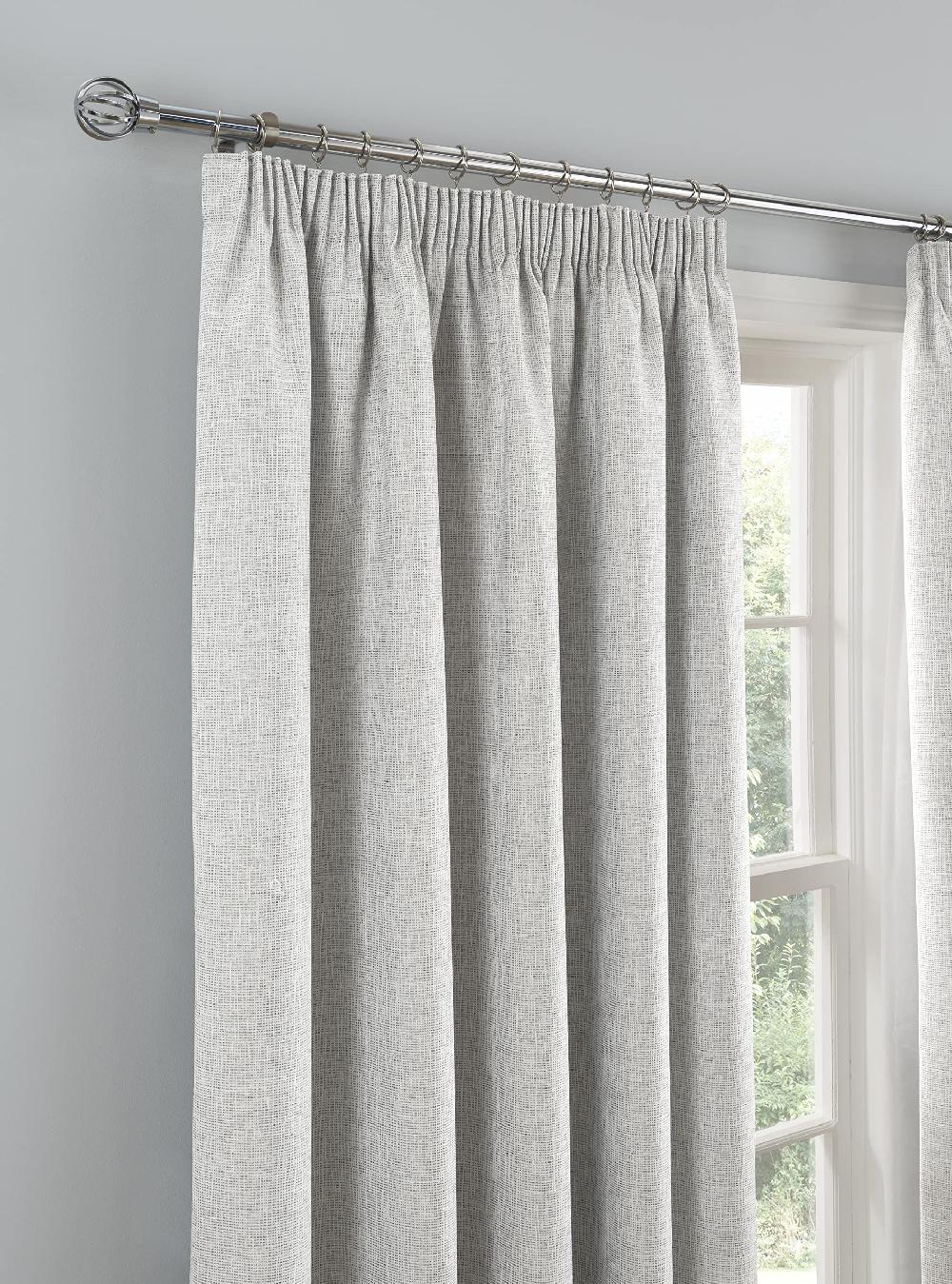 Sleepdown Textured Red Rib Weave - Pencil Pleat Blackout Lined Curtains