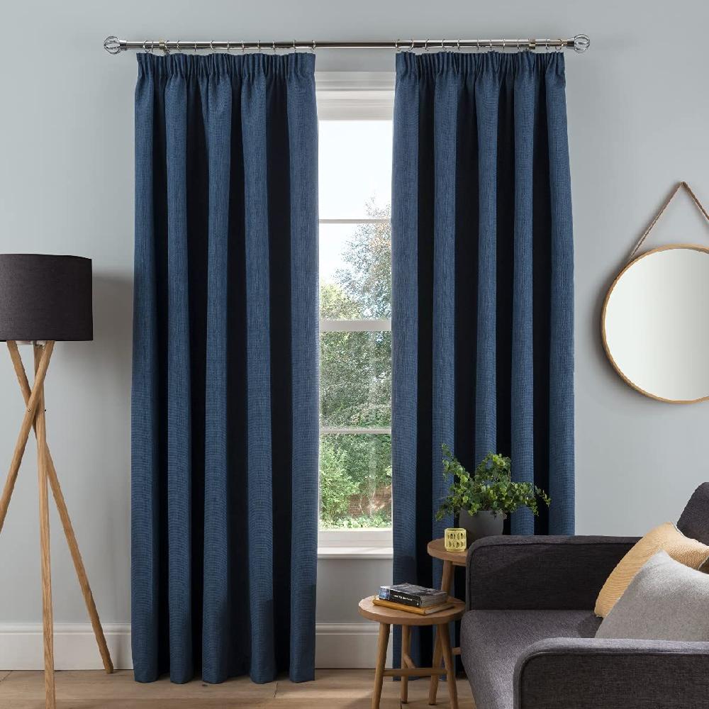 Sleepdown Textured Red Rib Weave - Pencil Pleat Blackout Lined Curtains