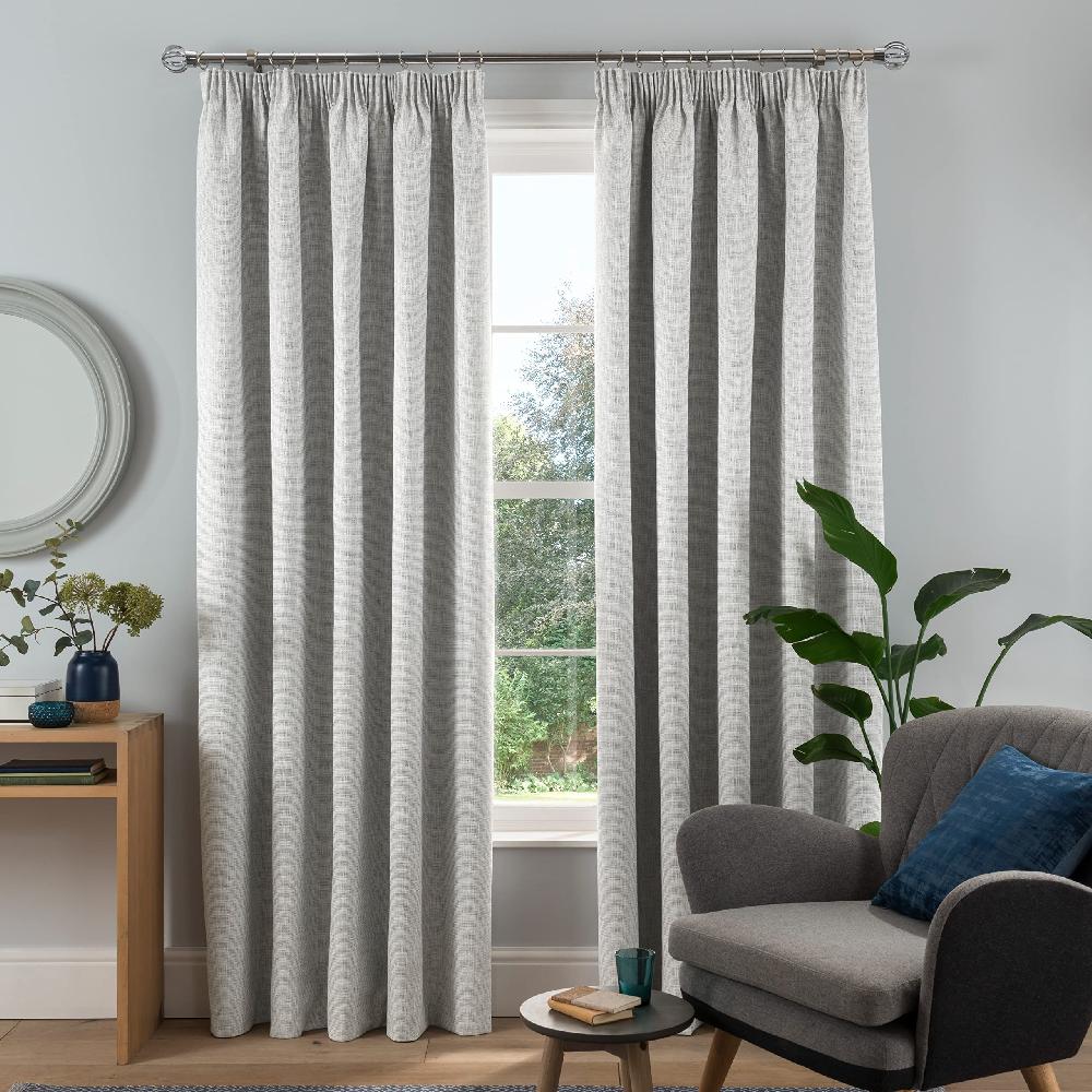 Sleepdown Textured Red Rib Weave - Pencil Pleat Blackout Lined Curtains