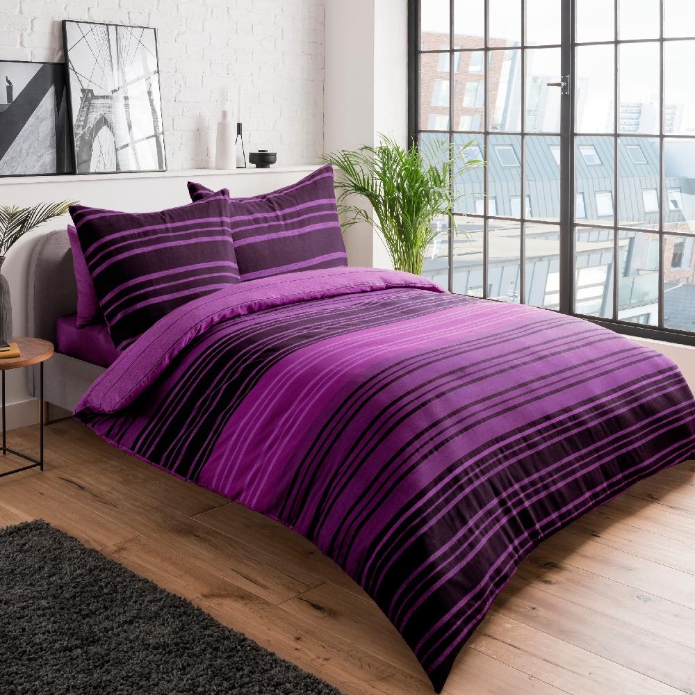 Sleepdown Textured Stripe - Reversible Duvet Cover & Pillowcase Set