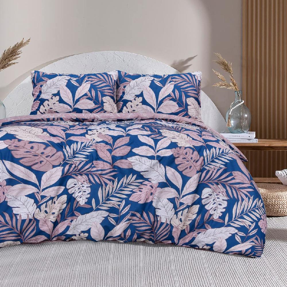 sleepdown Tropical Jungle Leaves - Reversible Duvet Cover & Pillowcase Set