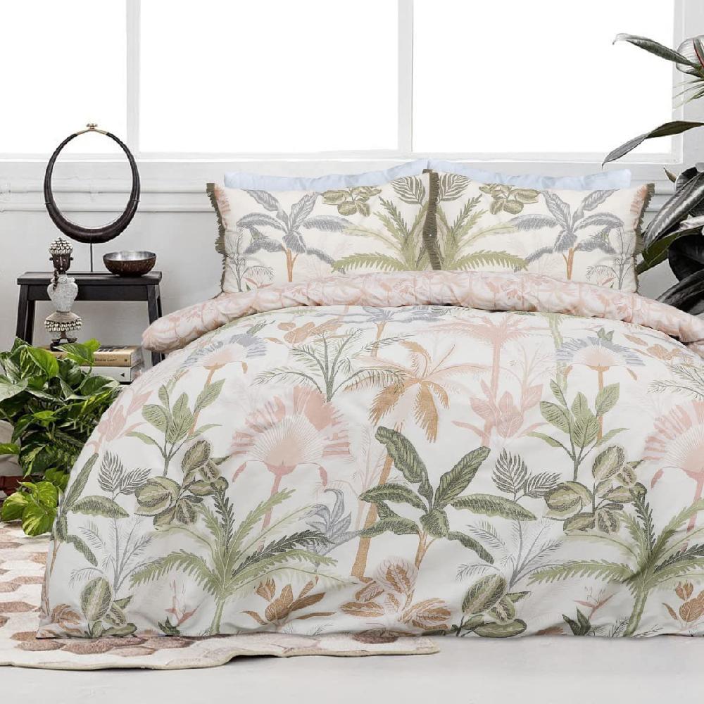 sleepdown Tropical Leaves - Reversible Duvet Cover & Pillowcase Set