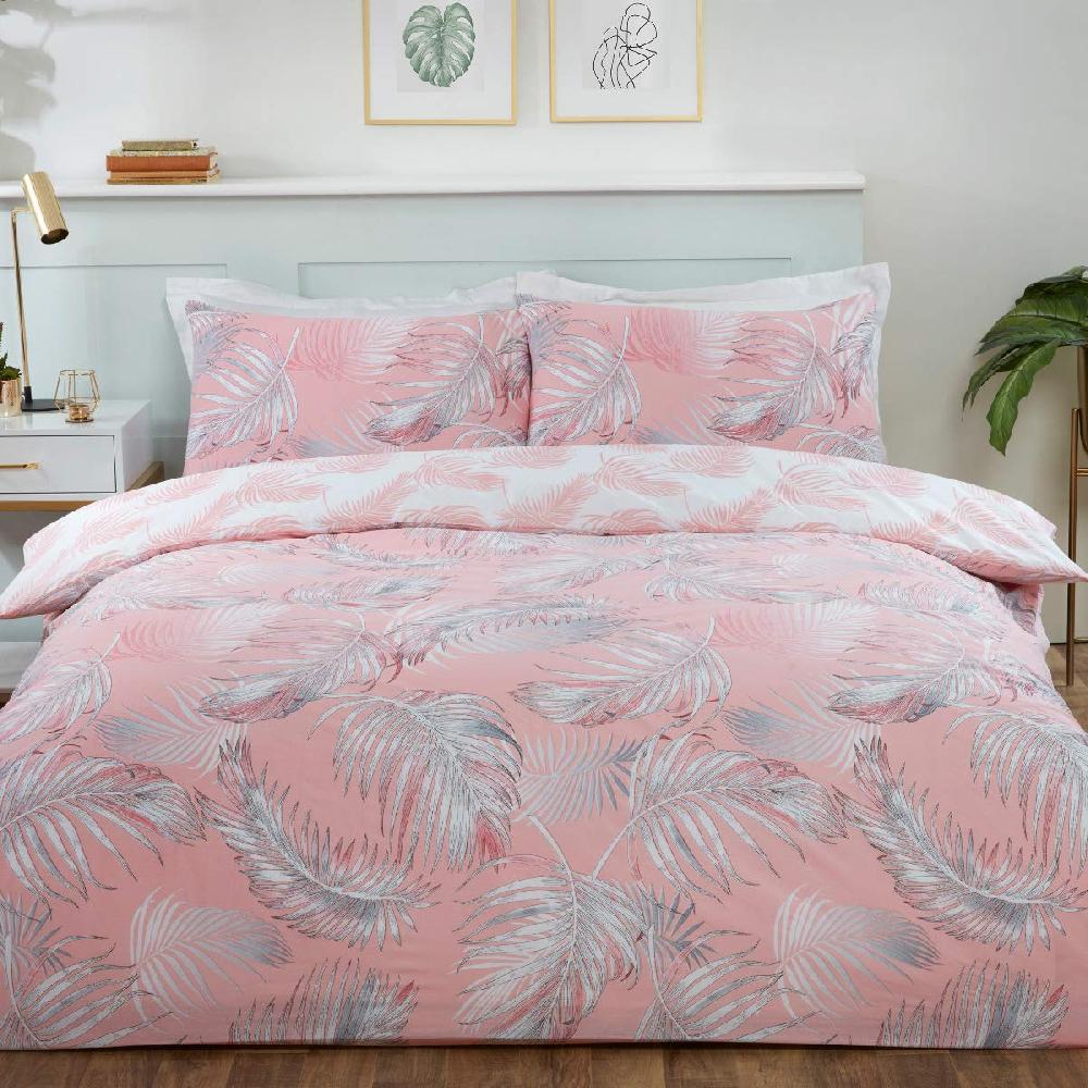 sleepdown Tropical Palm Leaves - Reversible Duvet Cover & Pillowcase Set