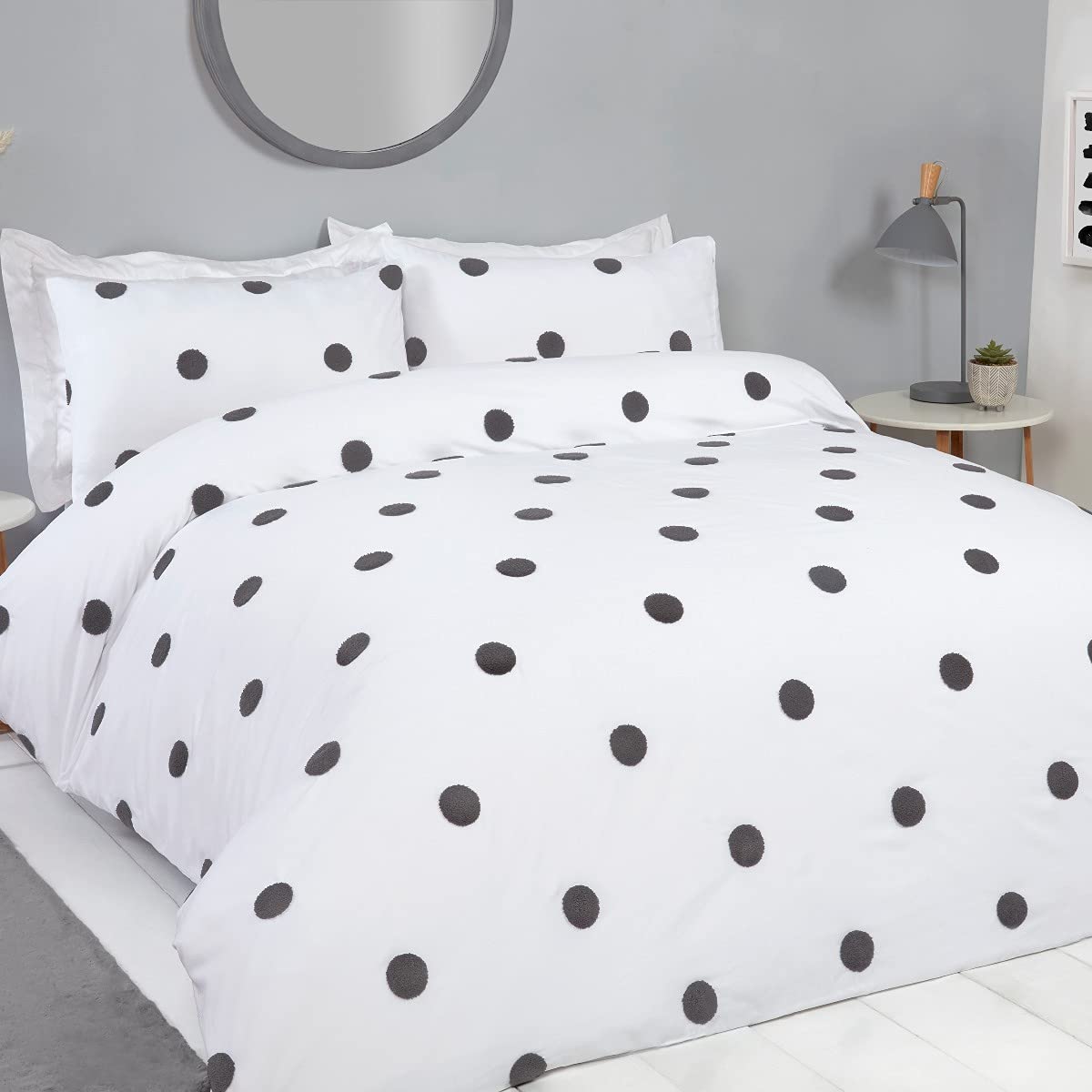 Sleepdown Tufted Polka Dots - Duvet Cover & Pillowcase Set