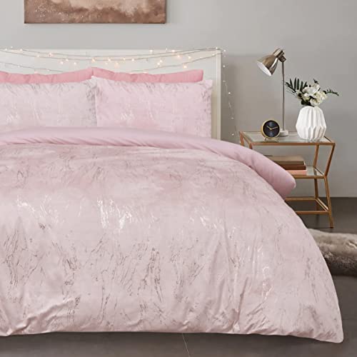 Sleepdown Velvet Marble Metallic - Duvet Cover & Pillowcase Set